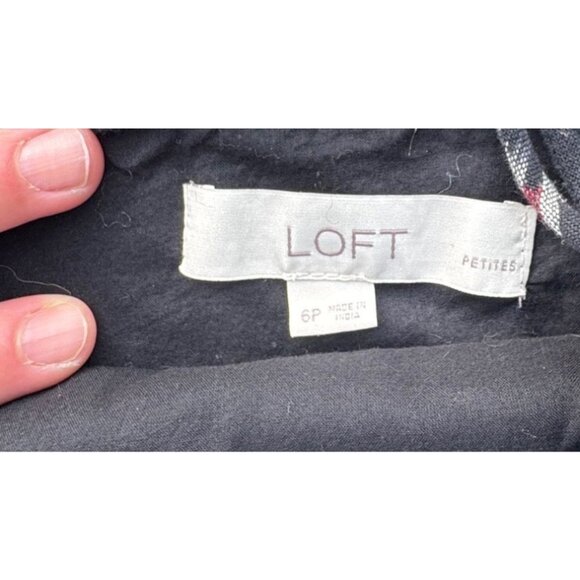 Loft Petite 6P Black & Multicolor Ikat Pattern Sleeveless Dress With Crisscross - Picture 3 of 8